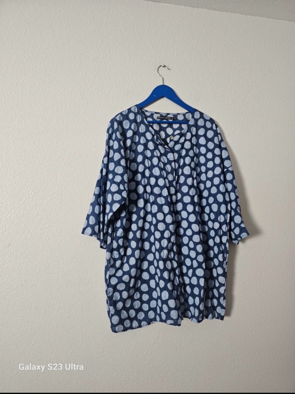 Blue Polka Dot Casual Button-Down Shirt SZ XL